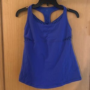 Lululemon Women’s Logo Racerback Shelf Bra Cut Out Tank Top Blue Size 2-4